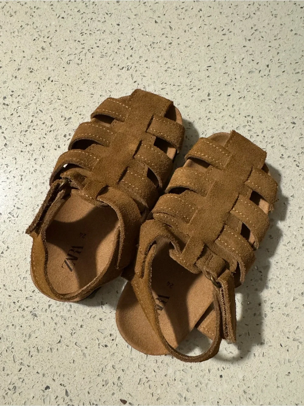 Zara Kids Tan Suede Fisherman Sandals